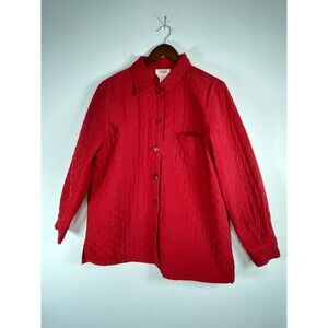 Talbots Jacket Women Medium Red Button Up Stretch Lined Quilted